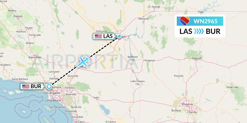 WN2965 Southwest Airlines Flight Map: Las Vegas to Burbank