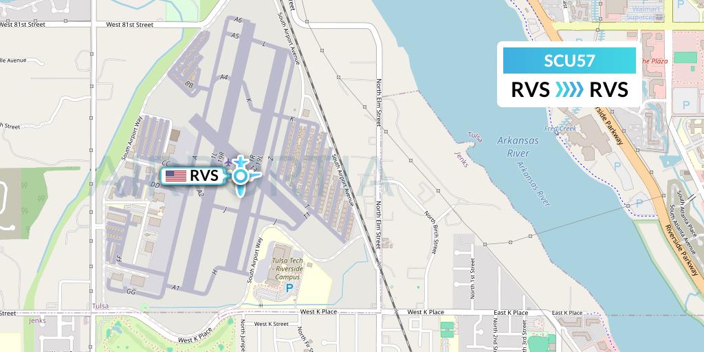 SCU57 Air Scorpio Flight Map: Tulsa to Tulsa