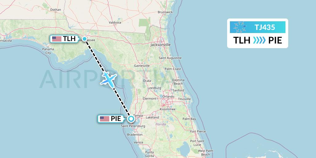 TJ435 Tradewind Aviation Flight Map: Tallahassee to St. Petersburg