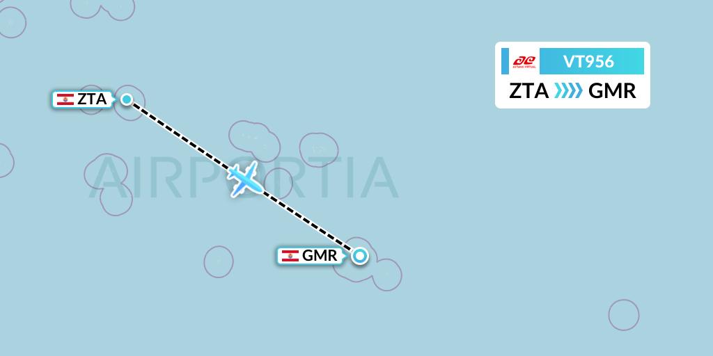 VT956 Air Tahiti Flight Map: French Polynesia to Totegegie