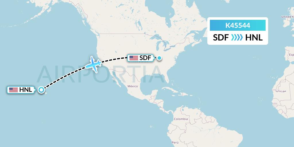 K45544 Kalitta Air Flight Map: Louisville to Honolulu