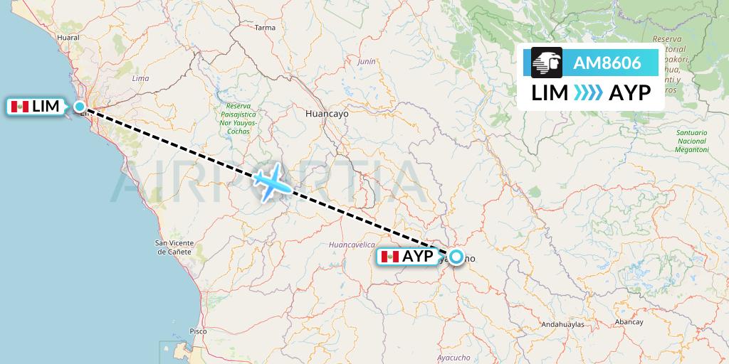 AM8606 Aeromexico Flight Map: Lima to Ayacucho