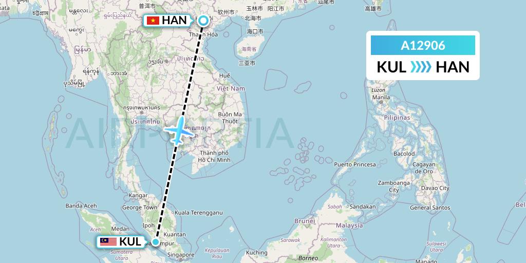 A12906 A.p.g. Distribution Systems Flight Map: Kuala Lumpur to Hanoi