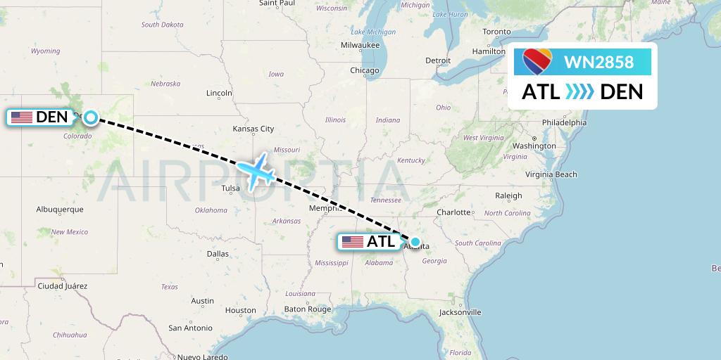 WN2858 Southwest Airlines Flight Map: Atlanta to Denver