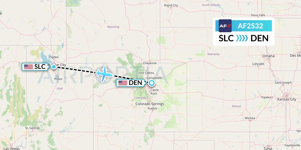 AF2532 Air France Flight Map: Salt Lake City to Denver