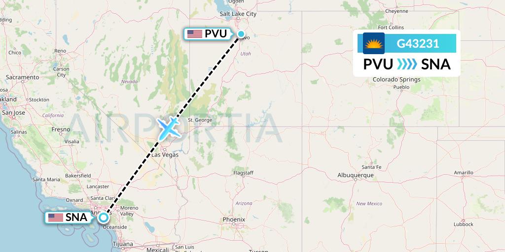 G43231 Allegiant Air Flight Map: Provo to Orange County