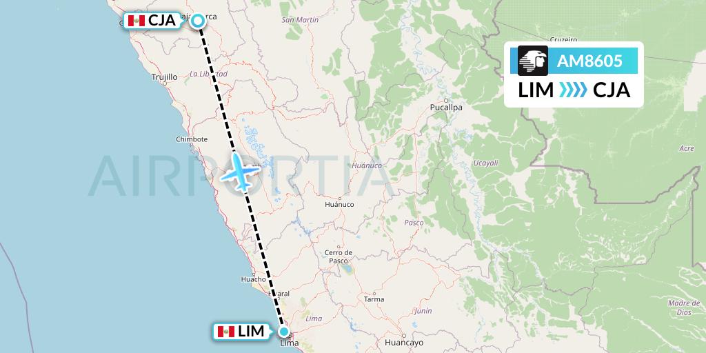 AM8605 Aeromexico Flight Map: Lima to Cajamarca
