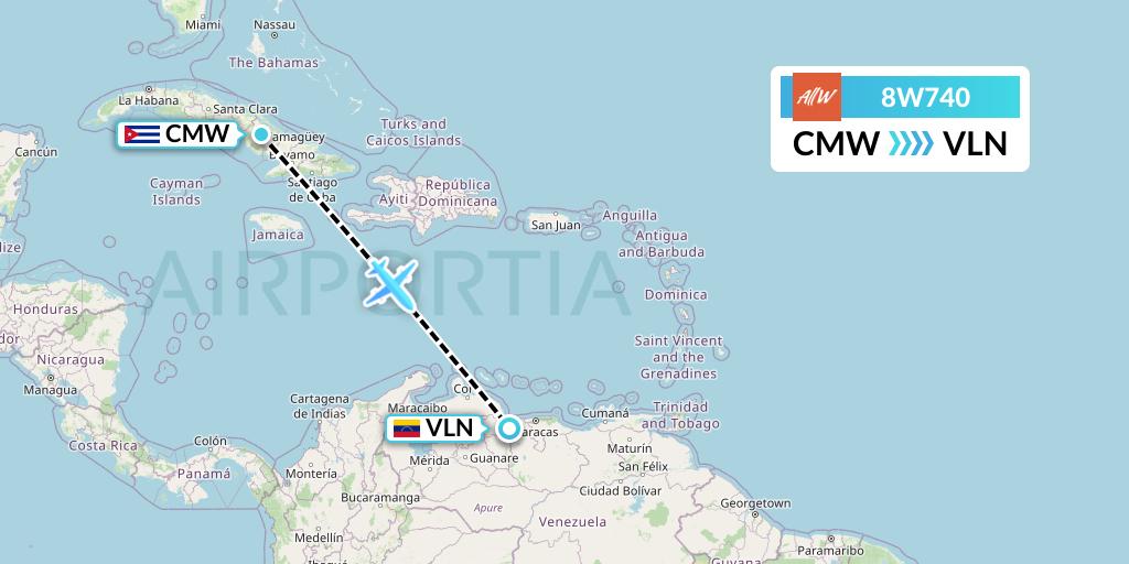 8W740 Fly AllWays Flight Map: Camaguey to Valencia