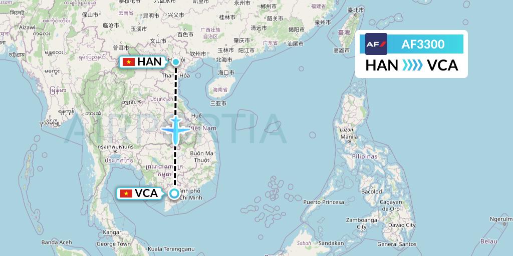 AF3300 Air France Flight Map: Hanoi to Can Tho