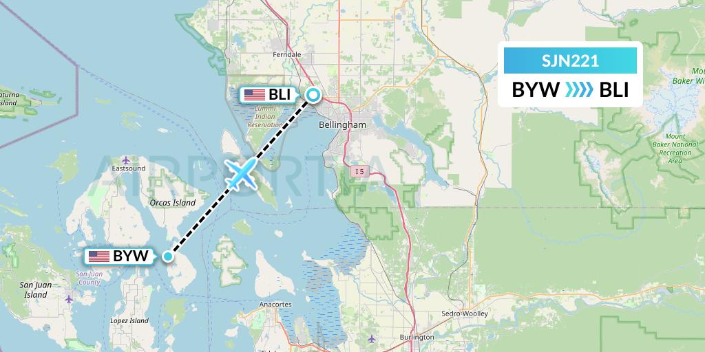 SJN221 San Juan Airlines Flight Map: Blakely Island to Bellingham