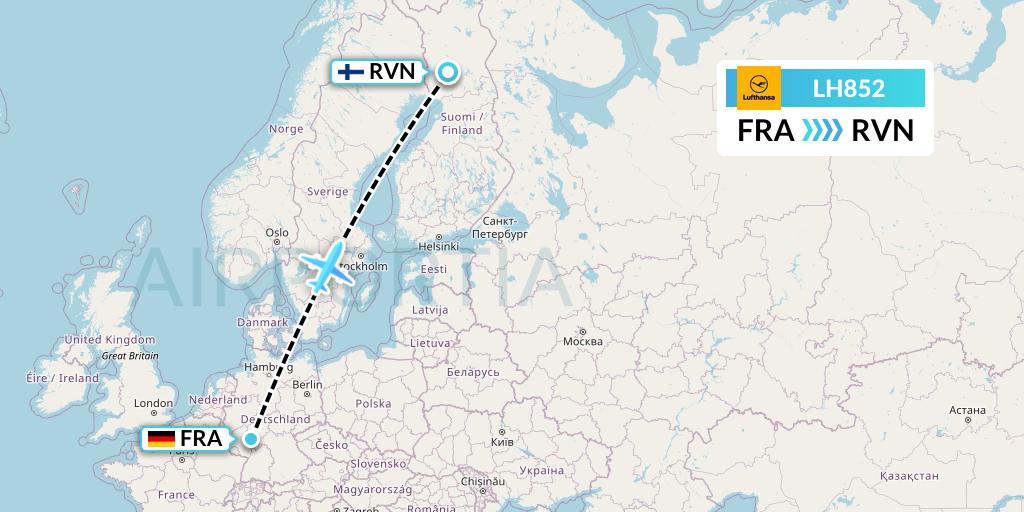 LH852 Lufthansa Flight Map: Frankfurt to Rovaniemi