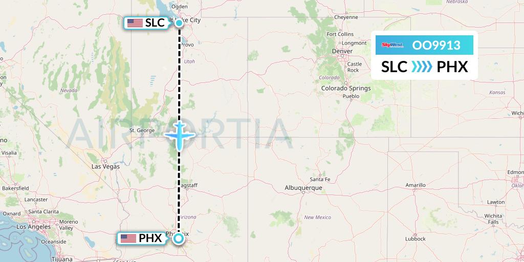 OO9913 SkyWest Airlines Flight Map: Salt Lake City to Phoenix