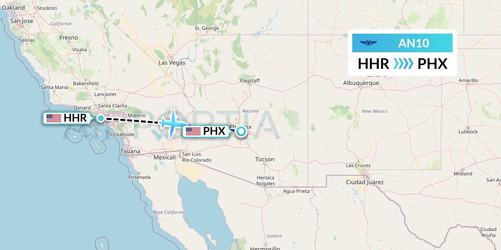 AN10 Advanced Air Flight Map: Hawthorne to Phoenix