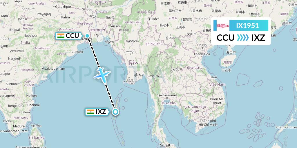 IX1951 Air India Express Flight Map: Kolkata to Port Blair