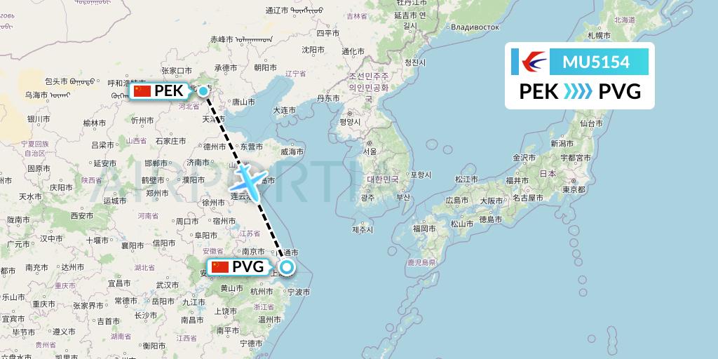 MU5154 China Eastern Airlines Flight Map: Beijing to Shanghai