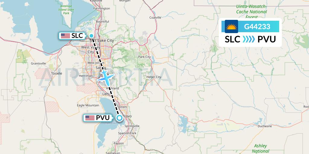 G44233 Allegiant Air Flight Map: Salt Lake City to Provo