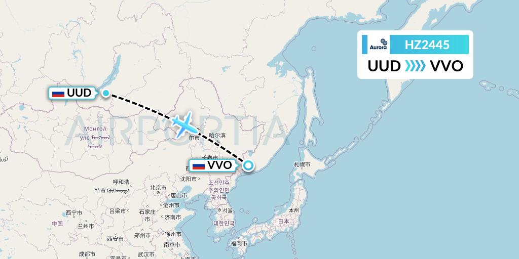 HZ2445 Aurora Flight Map: Ulan-Ude to Vladivostok
