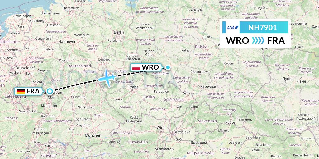 NH7901 All Nippon Airways Flight Map: Wroclaw to Frankfurt