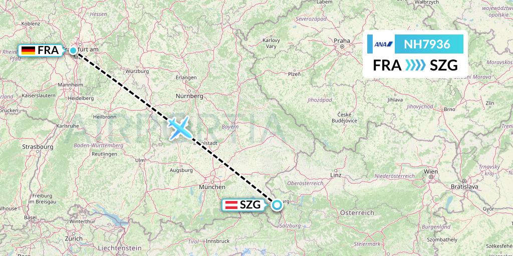 NH7936 All Nippon Airways Flight Map: Frankfurt to Salzburg