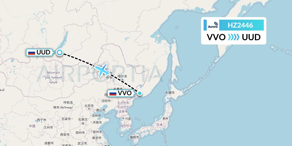 HZ2446 Aurora Flight Map: Vladivostok to Ulan-Ude