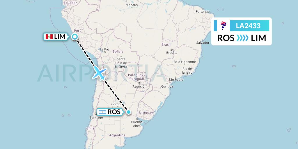 LA2433 LAN Airlines Flight Map: Rosario to Lima