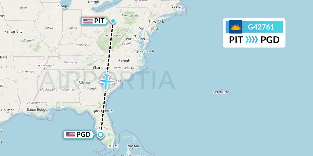 G42761 Allegiant Air Flight Map: Pittsburgh to Punta Gorda