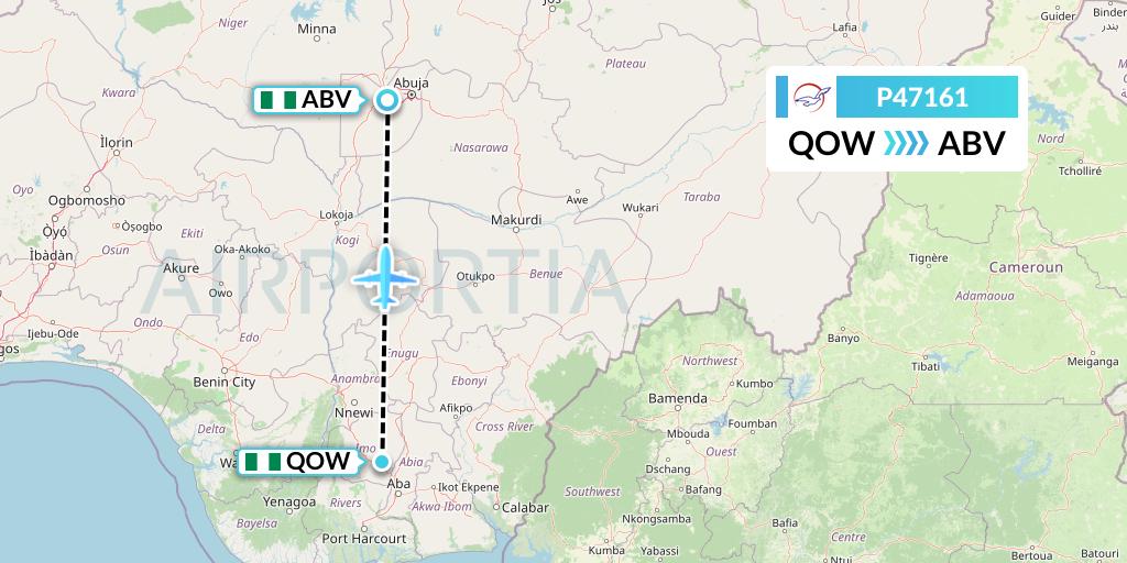 P47161 Air Peace Flight Map: Owerri to Abuja