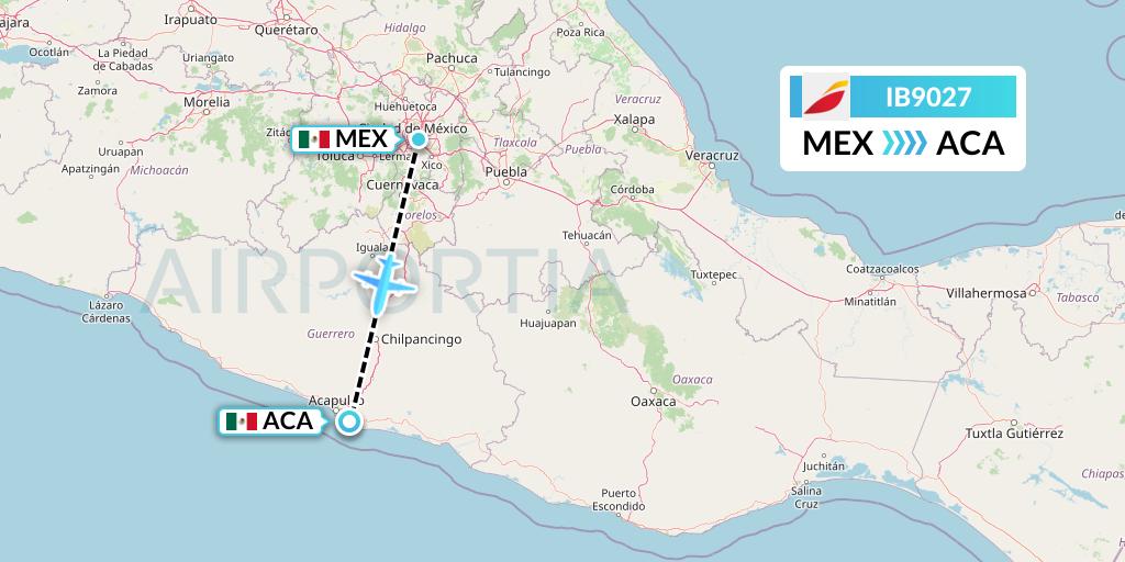 IB9027 Iberia Flight Map: Mexico City to Acapulco