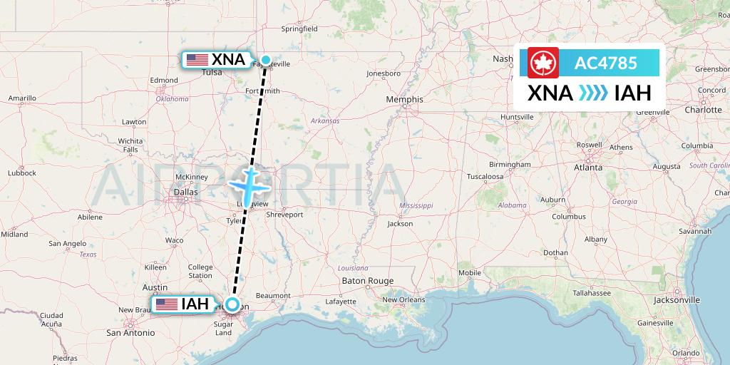 AC4785 Air Canada Flight Map: Bentonville to Houston