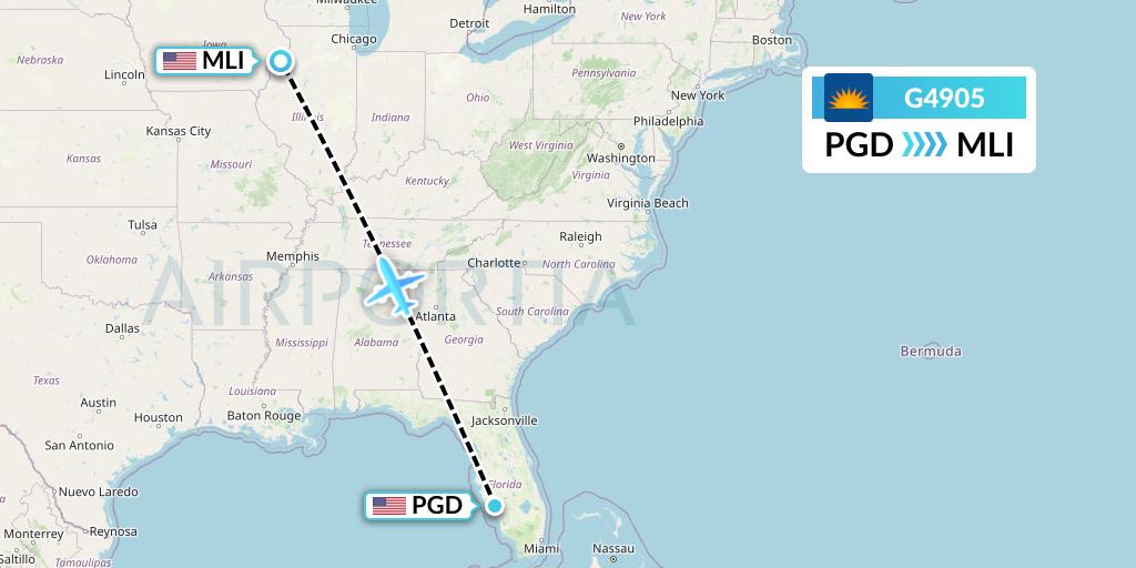 G4905 Allegiant Air Flight Map: Punta Gorda to Moline