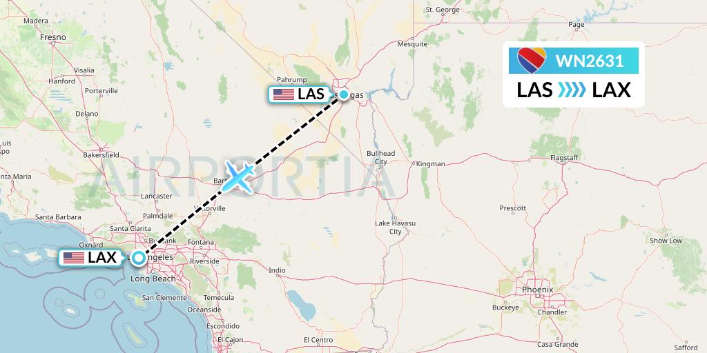 WN2631 Southwest Airlines Flight Map: Las Vegas to Los Angeles