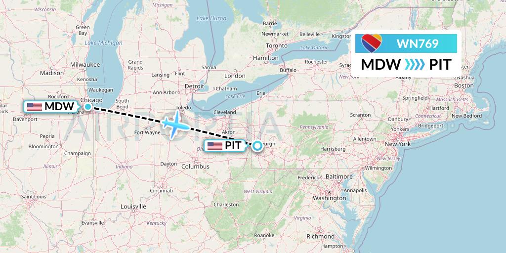 WN769 Flight Status Southwest Airlines Chicago to Pittsburgh (SWA769)