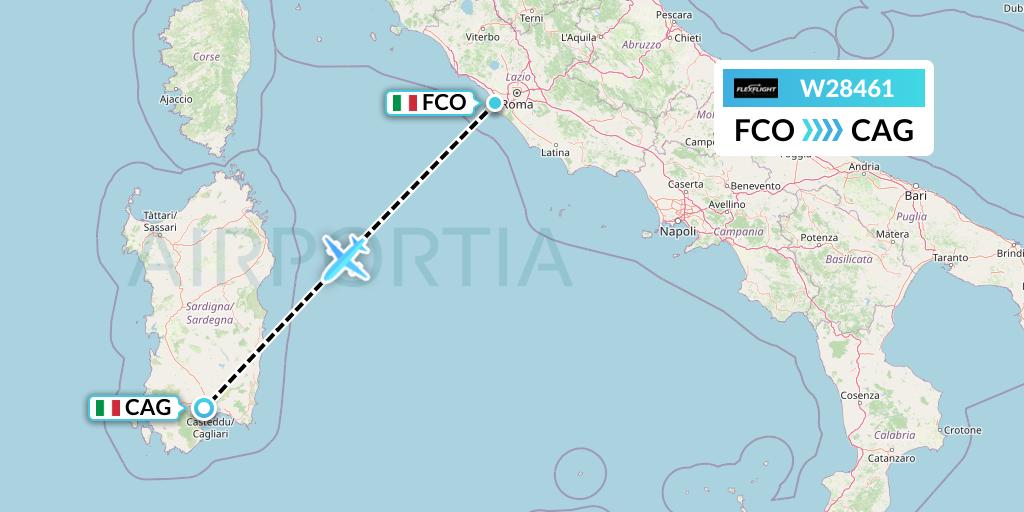W28461 Flex Flight Flight Map: Rome to Cagliari