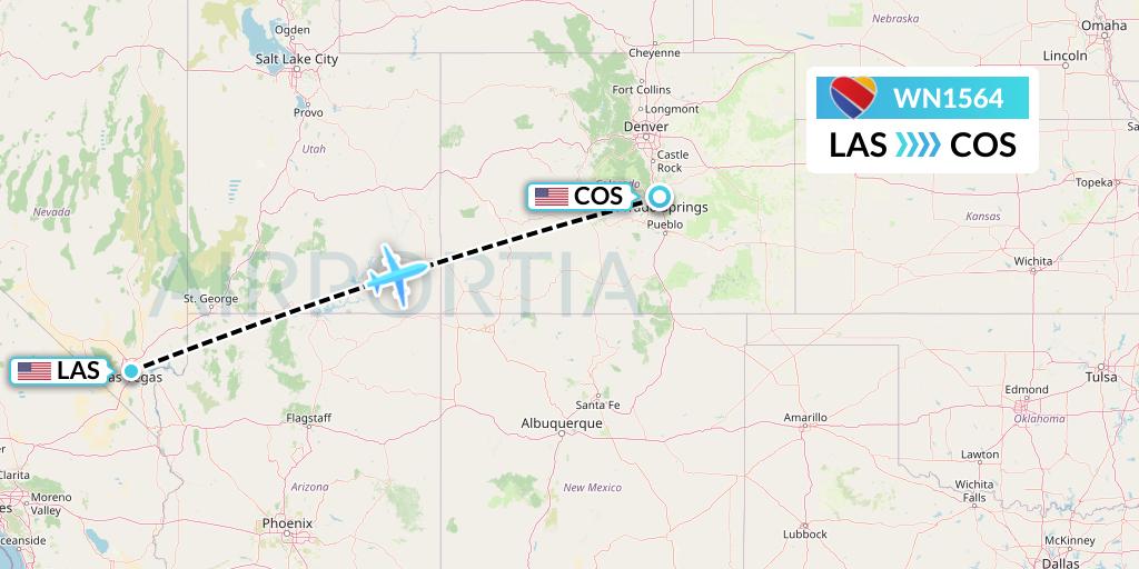 WN1564 Southwest Airlines Flight Map: Las Vegas to Colorado Springs