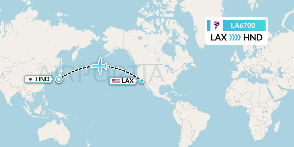 LA6700 LAN Airlines Flight Map: Los Angeles to Tokyo