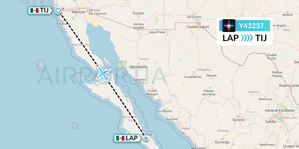 Y43237 Volaris Flight Map: La Paz to Tijuana