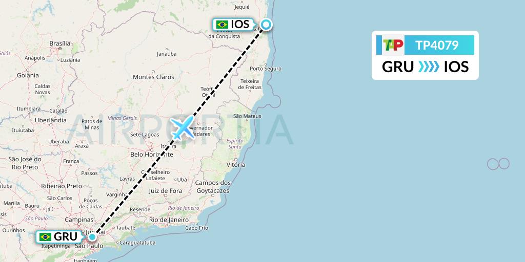 TP4079 TAP Portugal Flight Map: Sao Paulo to Ilheus
