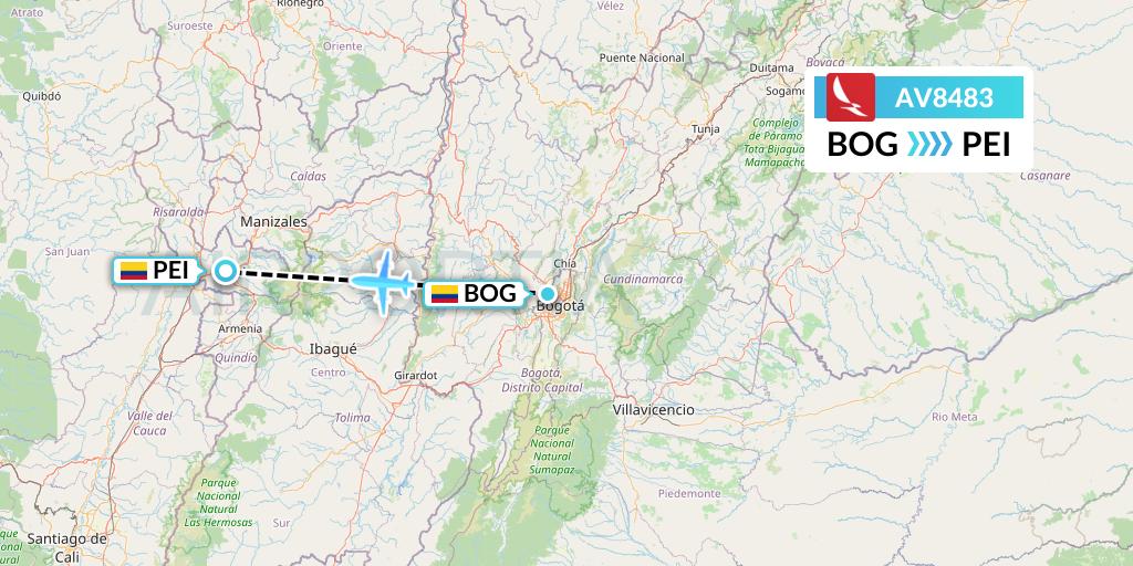 AV8483 Avianca Flight Map: Bogota to Pereira