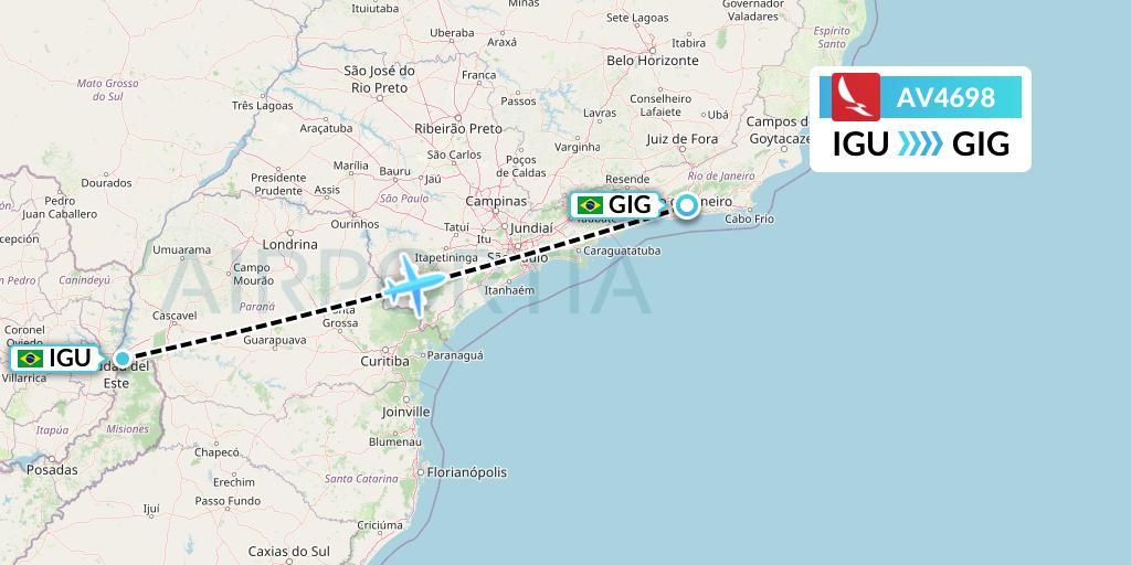 AV4698 Avianca Flight Map: Foz do Iguacu to Rio de Janeiro