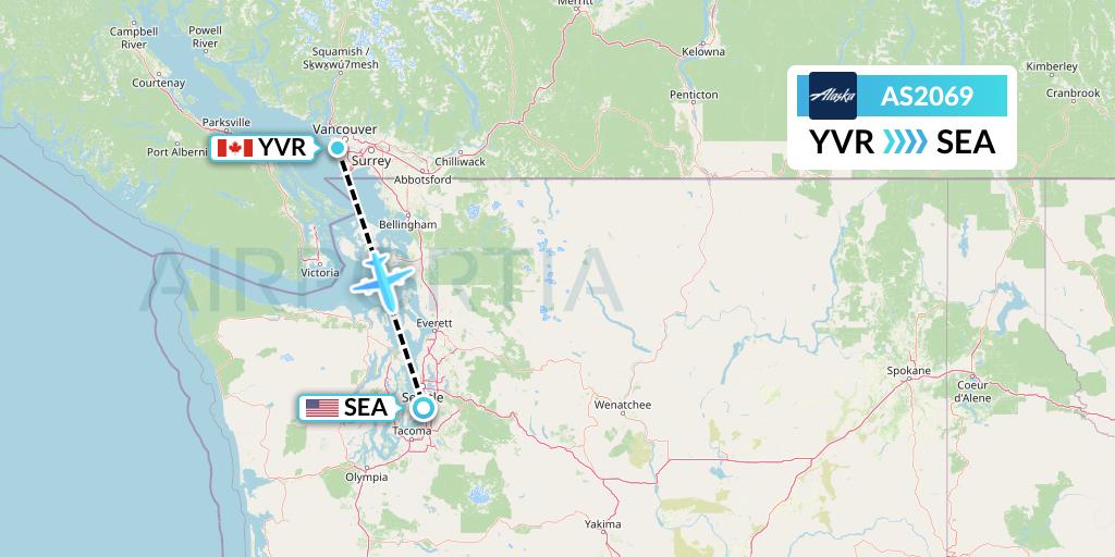 AS2069 Alaska Airlines Flight Map: Vancouver to Seattle