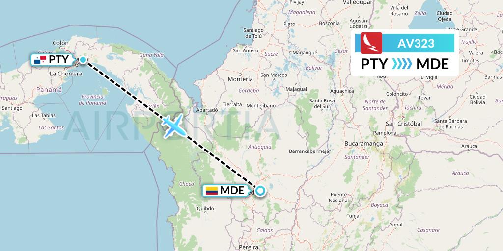 AV323 Avianca Flight Map: Panama City to Medellin