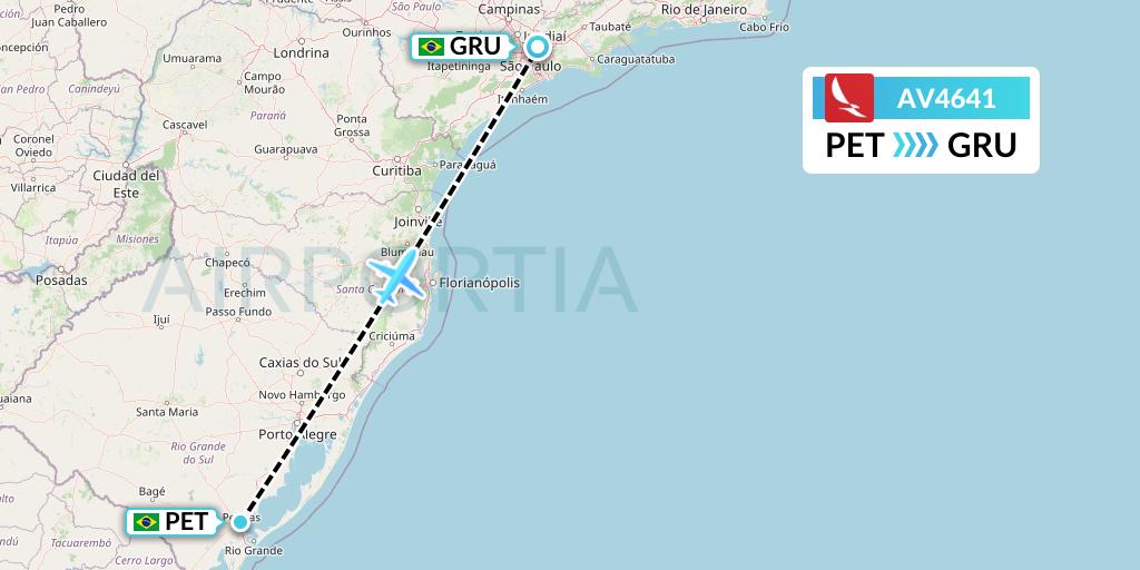 AV4641 Avianca Flight Map: Pelotas to Sao Paulo