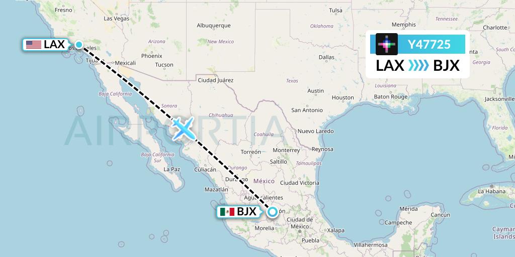 Y47725 Volaris Flight Map: Los Angeles to Silao