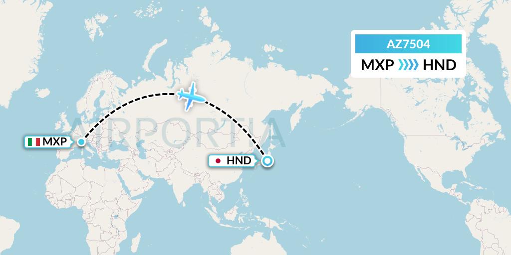 AZ7504 ITA Airways Flight Map: Milan to Tokyo