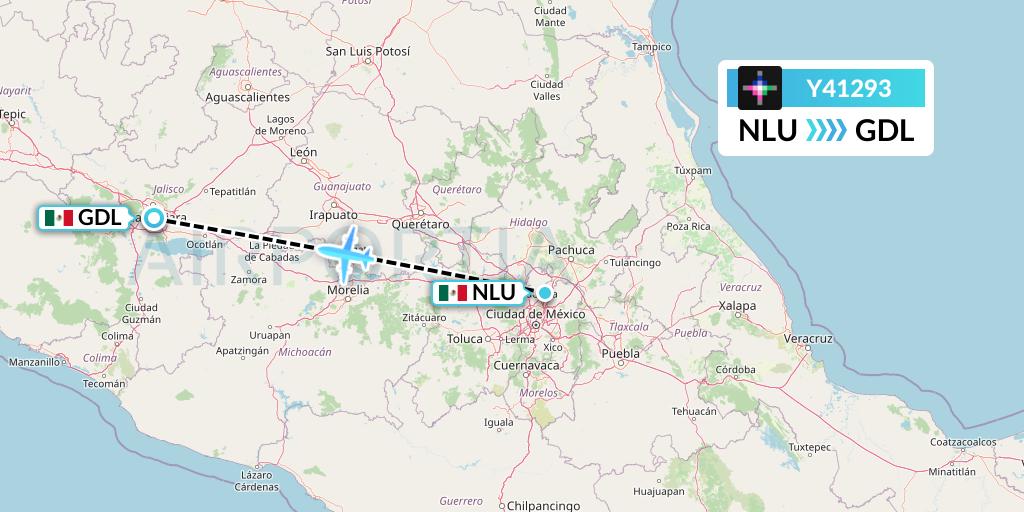 Y41293 Volaris Flight Map: Reyes Acozac to Guadalajara