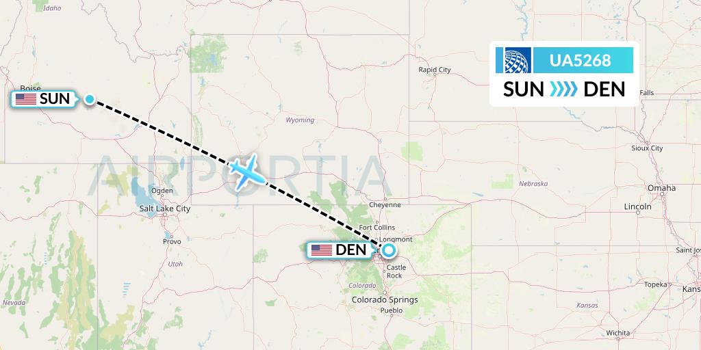 UA5268 United Airlines Flight Map: Hailey to Denver