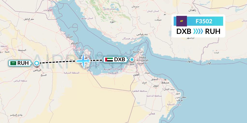 F3502 flydeal Flight Map: Dubai to Riyadh