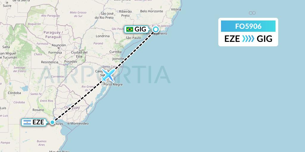 FO5906 Aero Flightops Uk Limited Flight Map: Buenos Aires to Rio de Janeiro