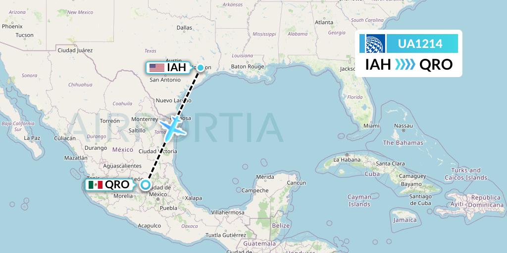UA1214 United Airlines Flight Map: Houston to Queretaro
