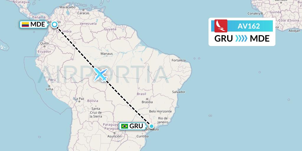AV162 Avianca Flight Map: Sao Paulo to Medellin
